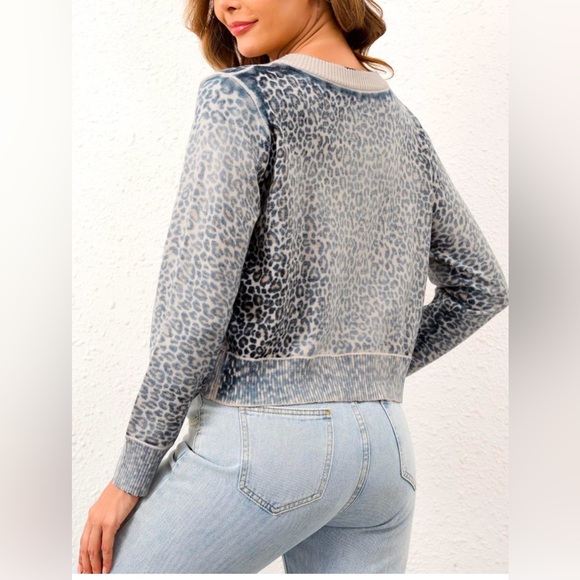 New Leopard Cardigan Open Front Button Up Sweaters - Picture 3 of 3